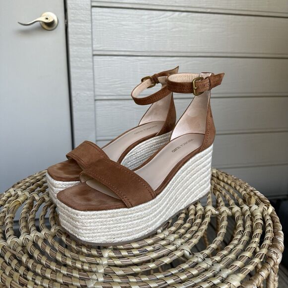 VERONICA BEARD Gianna Suede Espadrille Wedge Sandals In Brown US 7.5 EXCELLENT! - Picture 5 of 14